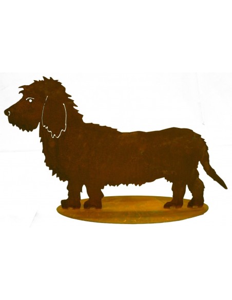 Gartendeko Hund Dackel Rauhaar