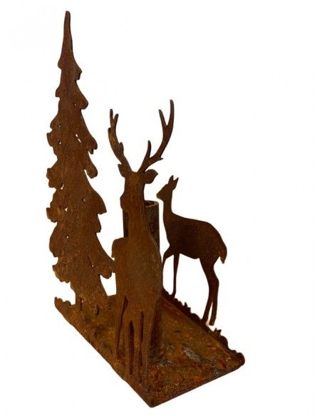 Windlichte und Kerzenhalter für Weihnachten Spitzkerzenhalter mit Hirsch, Reh und Wald ohne Kitz Höhe 25 cm Spitzkerzen und Stab