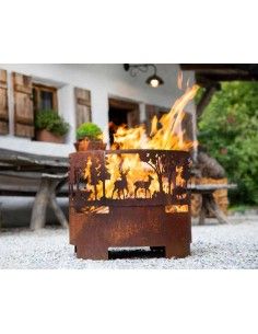 Grillstellen + große Gartengrills XL Feuerschale Nel Bosco - Tiere im Wald - 60 cm Ø Feuer zauber eine behaglichte Athmosphäre,  2