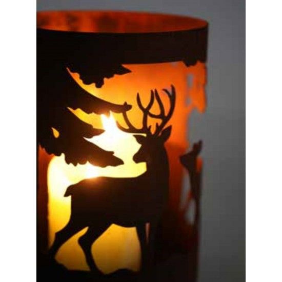 Grosse Windlichter Laternen für Draussen Windlicht -Forest- mit Hirsch und Reh auf 3 Kugeln 26 cm hoch Dieses Windlicht für drau