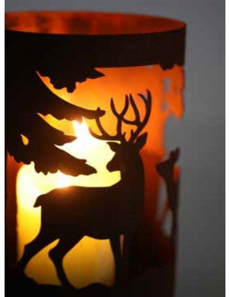 Grosse Windlichter Laternen für Draussen Windlicht -Forest- mit Hirsch und Reh auf 3 Kugeln 26 cm hoch Dieses Windlicht für drau