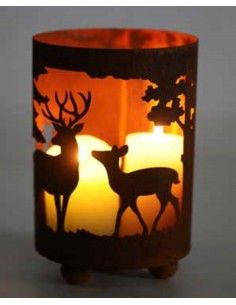Grosse Windlichter Laternen für Draussen Windlicht -Forest- mit Hirsch und Reh auf 3 Kugeln 26 cm hoch Dieses Windlicht für drau