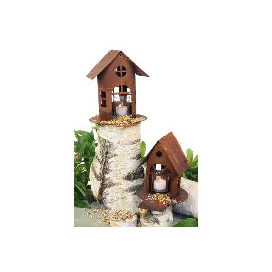 Vogelhäuser Rost Vogelhaus mit Steg, zum Hängen oder Stellen, Höhe 19 cm (klein) Rost Vogelhaus mit Steg, zum Hängen oder Stelle