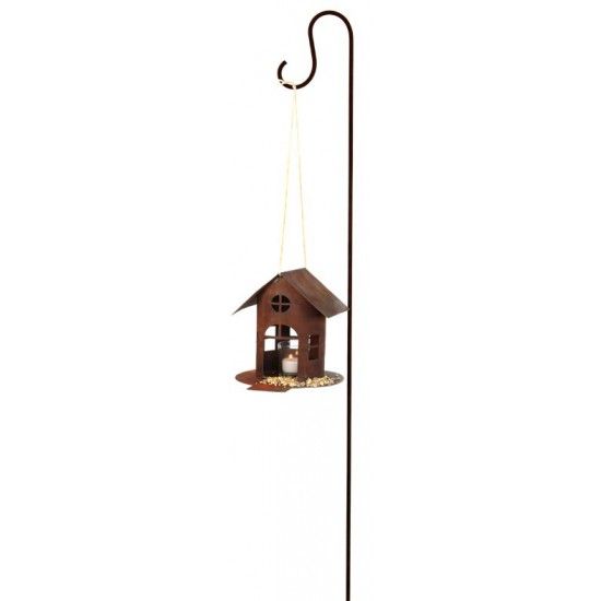 Vogelhäuser Rost Vogelhaus mit Steg zum Hängen oder Stellen - Höhe 19 cm (klein) Rost Vogelhaus mit Steg, zum Hängen oder Stelle