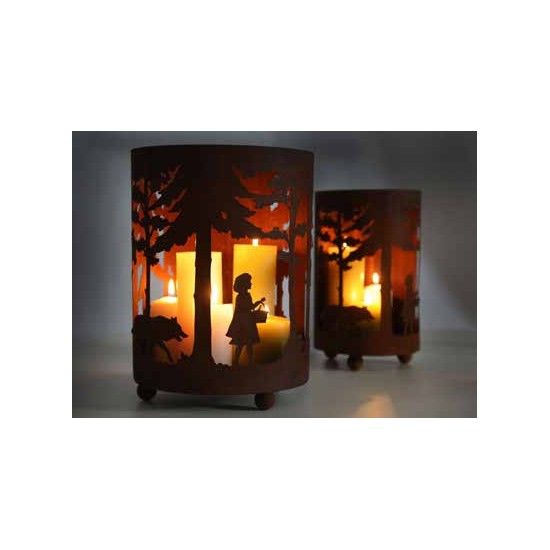 Rotkäppchen und der böse Wolf - Gartendeko Deko Rotkäppchen Windlicht Gr. 1 - Ø 20 cm Märchenhaftes Windlicht "Rotkäppchen" ist