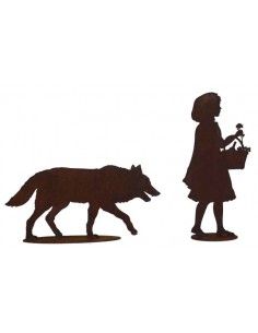 Fuchs und Wolf Böser Wolf - Gartenfigur 85 cm lang 
Der böse Wolf als Gartendeko Figur aus der Metall - Im Zusammenspiel mit un 2