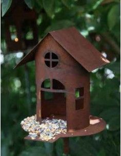 Vogelhaus Futterhäuschen aus Holz mit Blechdach grün Deko Garten 