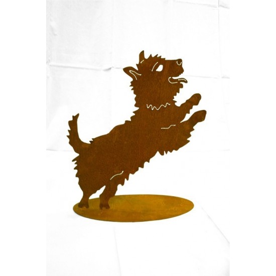 Tierfigur kleiner Hund auf Platte