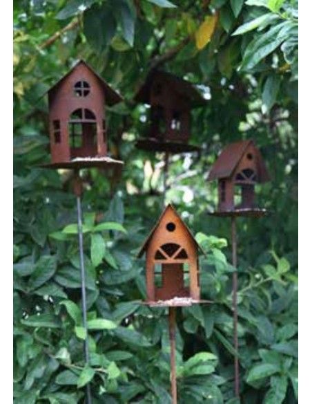 Vogelhäuser Deko Vogelhaus mit Steg zum Stecken - Höhe 22 cm (groß) Edelrost Vogelhaus mit Steg -  mit Hülse - groß

Höhe Voge