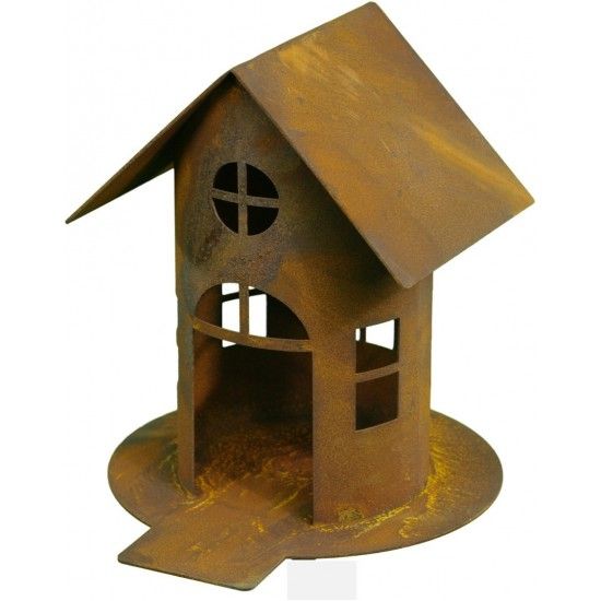 Vogelhäuser Rost Vogelhaus mit Steg, zum Hängen oder Stellen, Höhe 22 cm (groß) Rost Vogelhaus mit Steg, zum Hängen oder Stellen