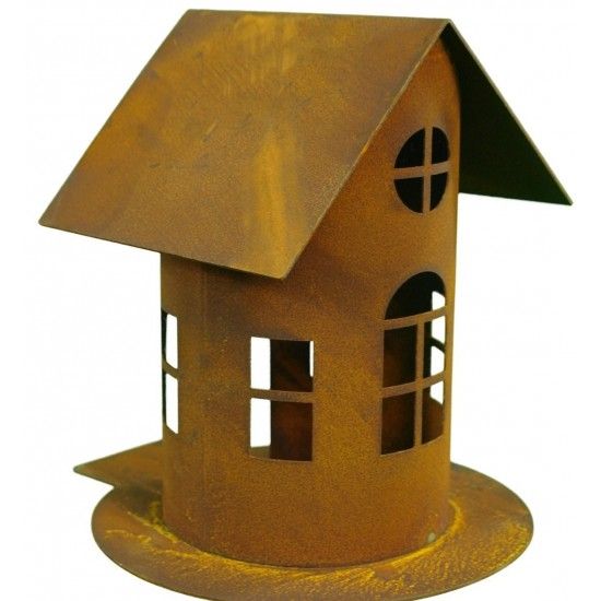 Vogelhäuser Rost Vogelhaus mit Steg, zum Hängen oder Stellen, Höhe 22 cm (groß) Rost Vogelhaus mit Steg, zum Hängen oder Stellen
