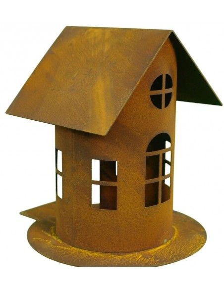 Vogelhäuser Rost Vogelhaus mit Steg, zum Hängen oder Stellen, Höhe 22 cm (groß) Rost Vogelhaus mit Steg, zum Hängen oder Stellen