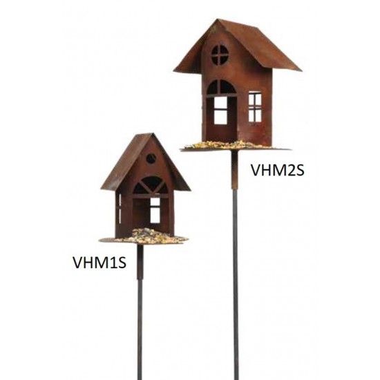 Vogelhäuser RostMetall Vogelhaus mit Steg Hülse Höhe 19 cm (klein