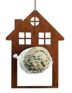 Futterstellen und Vogelhäuser Edelrost Haus zum Hängen mit Meisenknödel, Höhe 28 cm - Meisenknödelhalter 
Höhe 28cm,
Breite 14