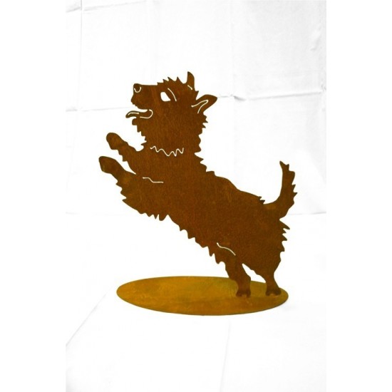 Tierfigur kleiner Hund auf Platte