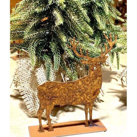 ausgefallene Tischdekoration  Deko Hirsch Mini - kleiner Edelrost-Hirsch Hiruz Höhe 12 cm 
H: 12 cm
B: 11 cm
netter Hirsch al