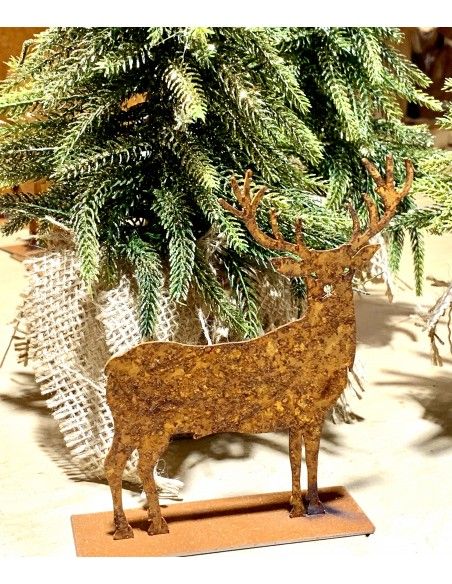 ausgefallene Tischdekoration  Deko Hirsch Mini - kleiner Edelrost-Hirsch Hiruz Höhe 12 cm 
H: 12 cm
B: 11 cm
netter Hirsch al