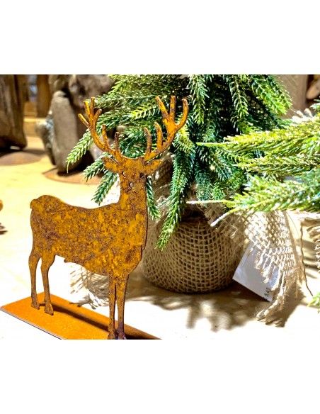 ausgefallene Tischdekoration  Deko Hirsch Mini - kleiner Edelrost-Hirsch Hiruz Höhe 12 cm 
H: 12 cm
B: 11 cm
netter Hirsch al