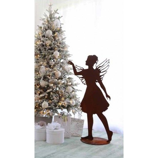 Weihnachtsdeko Schmückender Engel auf Platte - Claire - Höhe 100 cm mit offfenen Flügeln Dieser schmückende Engel hat eine integ