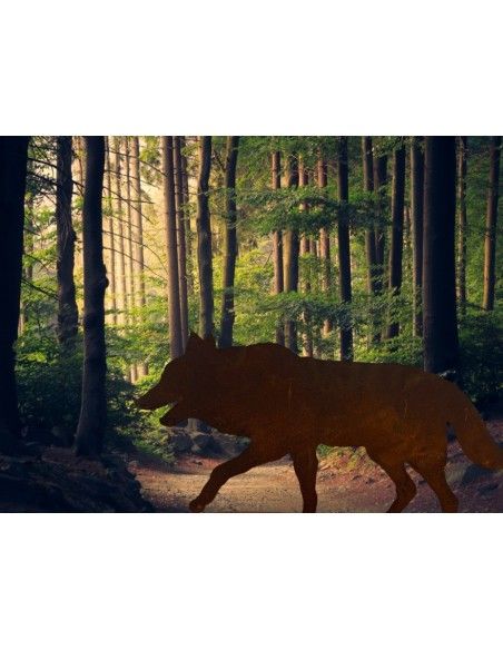 Rotkäppchen und der böse Wolf - Gartendeko Böser Wolf - Gartenfigur 85 cm lang 
Der böse Wolf als Gartendeko Figur aus der Meta