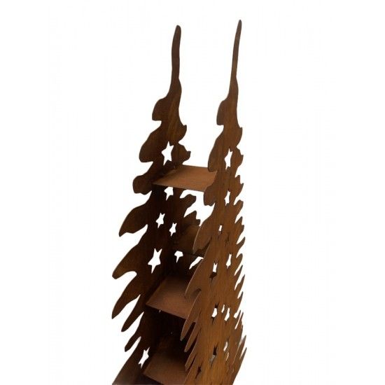Weihnachtsbaum Metall und Edelrost Doppelter Christbaum mit Zwischenböden für Teelichter - Höhe 160cm 
Höhe 160 cm
Tiefe 12 cm