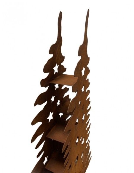 Weihnachtsbaum Metall und Edelrost Doppelter Christbaum mit Zwischenböden für Teelichter - Höhe 160cm 
Höhe 160 cm
Tiefe 12 cm