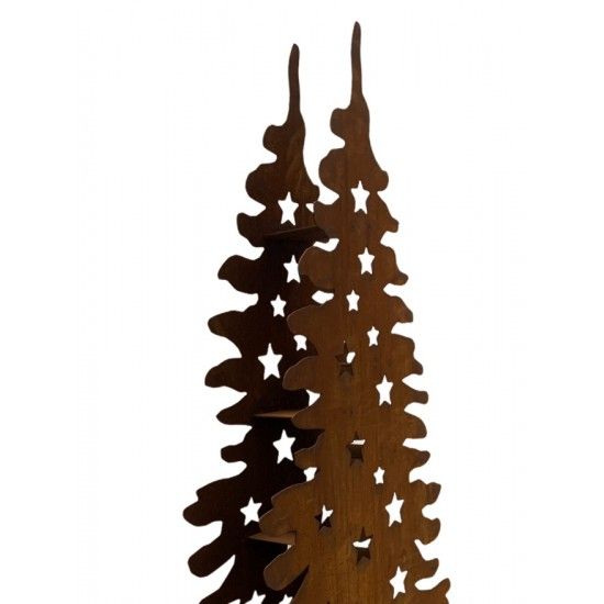 Weihnachtsbaum Metall und Edelrost Doppelter Christbaum mit Zwischenböden für Teelichter - Höhe 160cm 
Höhe 160 cm
Tiefe 12 cm