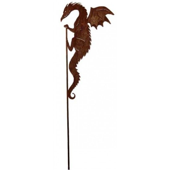 Hexen, Elfen, Drachen und Mystisches Gartenstecker Drache „Draco“ mit doppelten Flügeln 50 cm hoch Schöne Drachen Figur für den 