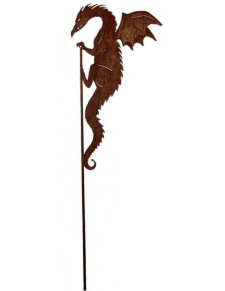 Hexen, Elfen, Drachen und Mystisches Gartenstecker Drache „Draco“ mit doppelten Flügeln 50 cm hoch Schöne Drachen Figur für den 