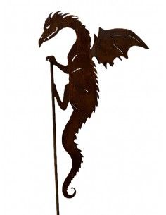 Hexen, Elfen, Drachen und Mystisches Gartenstecker Drache „Draco“ mit doppelten Flügeln 50 cm hoch Schöne Drachen Figur für den