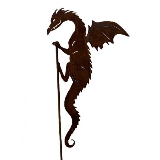 Hexen, Elfen, Drachen und Mystisches Gartenstecker Drache „Draco“ mit doppelten Flügeln 50 cm hoch Schöne Drachen Figur für den 