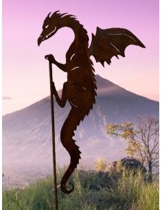 Hexen, Elfen, Drachen und Mystisches Gartenstecker Drache „Draco“ mit doppelten Flügeln 50 cm hoch Schöne Drachen Figur für den  2