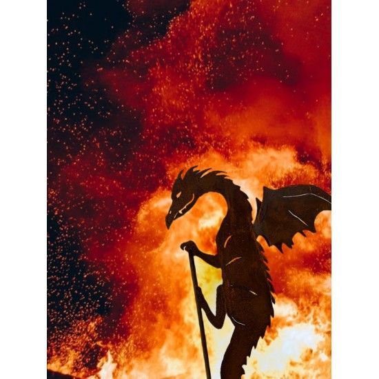 Hexen, Elfen, Drachen und Mystisches Gartenstecker Drache „Draco“ mit doppelten Flügeln 50 cm hoch Schöne Drachen Figur für den 