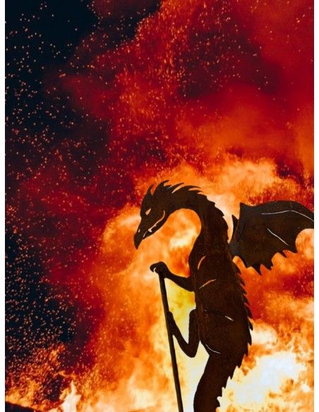 Hexen, Elfen, Drachen und Mystisches Gartenstecker Drache „Draco“ mit doppelten Flügeln 50 cm hoch Schöne Drachen Figur für den 