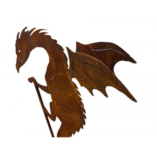 Hexen, Elfen, Drachen und Mystisches Gartenstecker Drache „Draco“ mit doppelten Flügeln 50 cm hoch Schöne Drachen Figur für den 