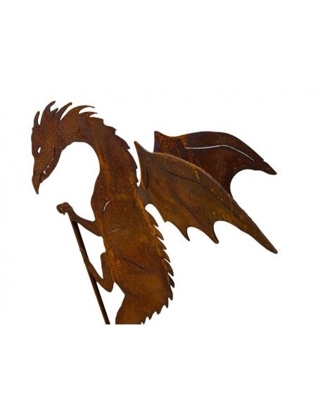 Hexen, Elfen, Drachen und Mystisches Gartenstecker Drache „Draco“ mit doppelten Flügeln 50 cm hoch Schöne Drachen Figur für den 