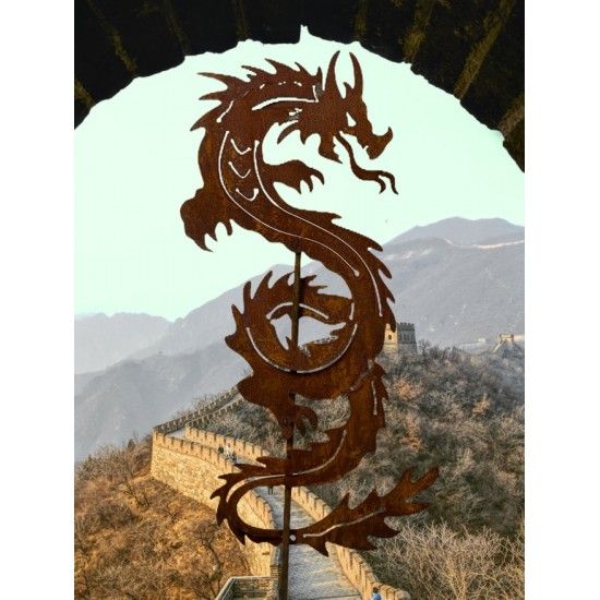 Hexen, Elfen, Drachen und Mystisches Chinesischer Drache als Gartenstecker - 60 cm Groß Der chinesische Drache umwickelt die Sta