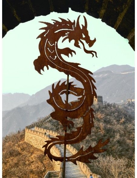 Hexen, Elfen, Drachen und Mystisches Chinesischer Drache als Gartenstecker - 60 cm Groß Der chinesische Drache umwickelt die Sta