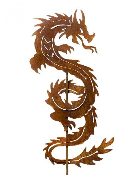 Hexen, Elfen, Drachen und Mystisches Chinesischer Drache als Gartenstecker - 60 cm Groß Der chinesische Drache umwickelt die Sta
