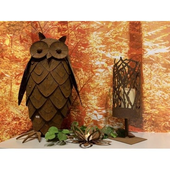 Herbstdeko Albero Ast Windlicht mit Hülse für Eisenstange Höhe 34cm  Ø 15cm "Albero" Windlicht für Kerze mit einer angeschweiste