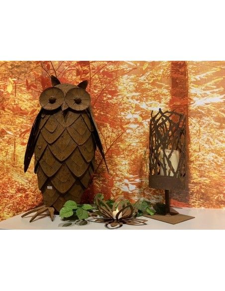 Herbstdeko Albero Ast Windlicht mit Hülse für Eisenstange Höhe 34cm  Ø 15cm "Albero" Windlicht für Kerze mit einer angeschweiste