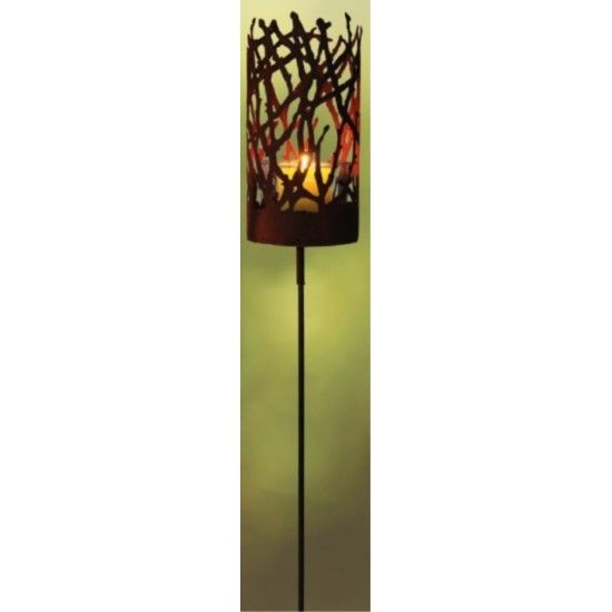 Herbstdeko Albero Ast Windlicht mit Hülse für Eisenstange Höhe 34cm  Ø 15cm "Albero" Windlicht für Kerze mit einer angeschweiste