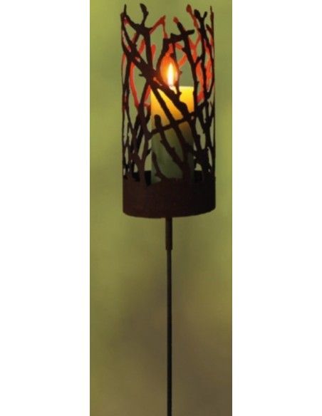 Herbstdeko Albero Ast Windlicht mit Hülse für Eisenstange Höhe 34cm  Ø 15cm "Albero" Windlicht für Kerze mit einer angeschweiste