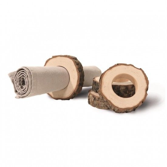 Serviettenringe Holz Serviettenringe aus Holz - 4er Set: Holzring mit Rinde 
4 Stück Serviettenringe aus Holz mit dekorativer R