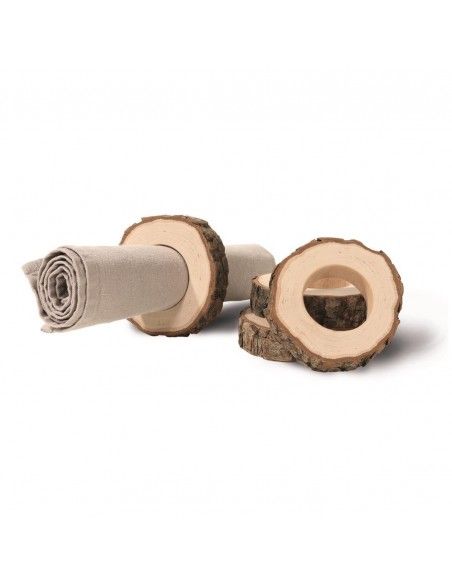 Serviettenringe Holz Serviettenringe aus Holz - 4er Set: Holzring mit Rinde 
4 Stück Serviettenringe aus Holz mit dekorativer R