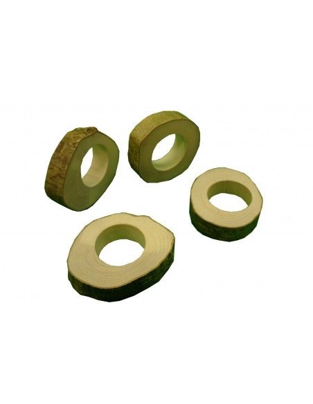 Serviettenringe Holz Serviettenringe aus Holz - 4er Set: Holzring mit Rinde 
4 Stück Serviettenringe aus Holz mit dekorativer R