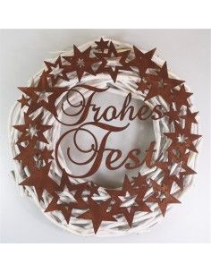 Weihnachtsdeko Aussen Sternenkranz mit Schriftzug - Frohes Fest - Ø 40cm 
Ø 40cm