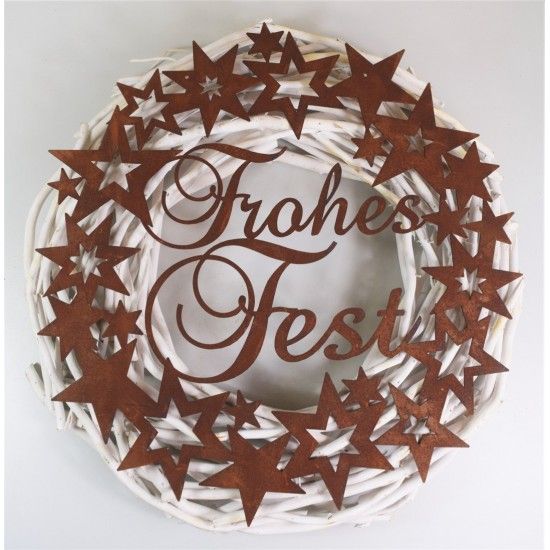 Weihnachtsdeko Aussen Sternenkranz mit Schriftzug - Frohes Fest - Ø 40cm 
Ø 40cm
