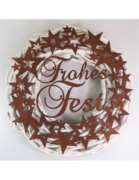Weihnachtsdeko Aussen Sternenkranz mit Schriftzug - Frohes Fest - Ø 40cm 
Ø 40cm
