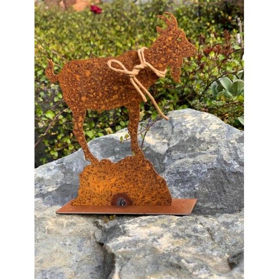 Start Edelrost Ziege mit Glocke 17 cm Breit - Klein mit Querstangen 

schöne Ziege inkl. Glocke auf 2 Querstangen als Standfüß